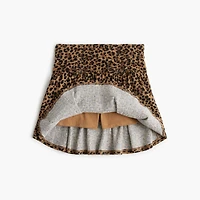 Girls' leopard crinkle-knit skort