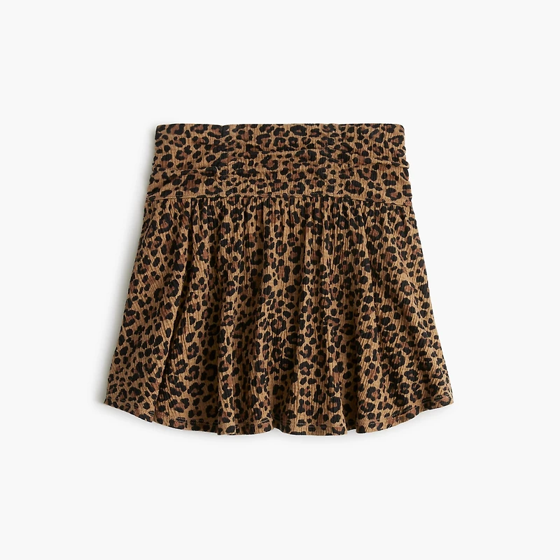 Girls' leopard crinkle-knit skort