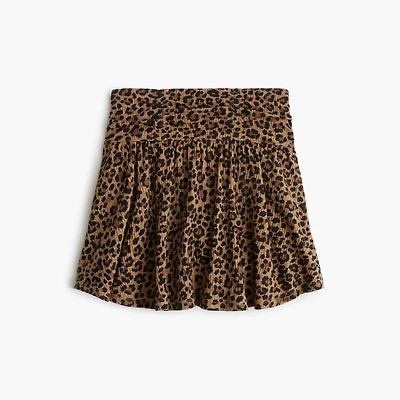 Girls' leopard crinkle-knit skort