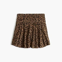 Girls' leopard crinkle-knit skort