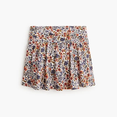 Girls' floral crinkle knit skort