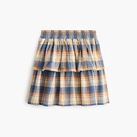 Girls' plaid tiered flannel skirt