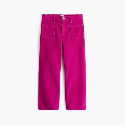 Girls' patch-pocket wide-leg corduroy pant