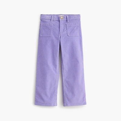 Girls' patch-pocket wide-leg corduroy pant