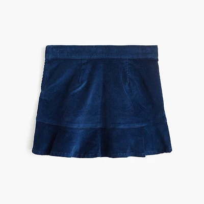 Girls' corduroy ruffle-hem skirt