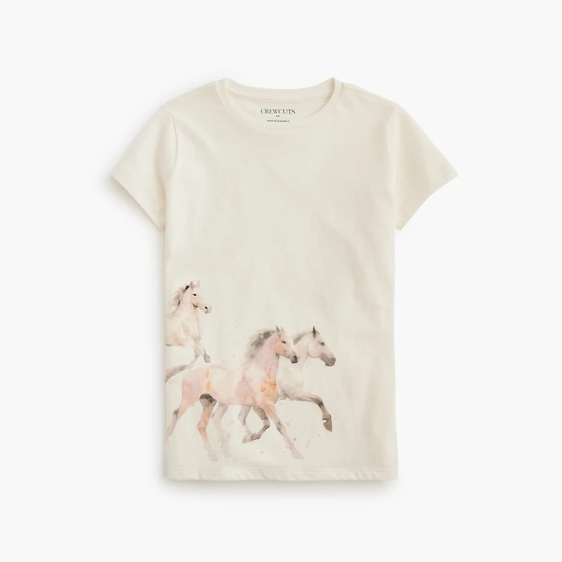 Girls' horses graphic tee