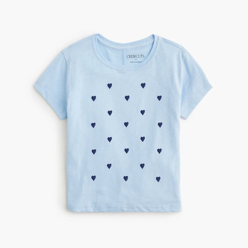 Girls' embroidered heart graphic tee
