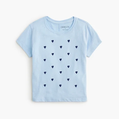 Girls' embroidered heart graphic tee