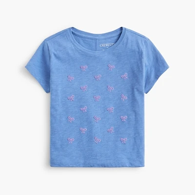 Girls' embroidered bows graphic tee