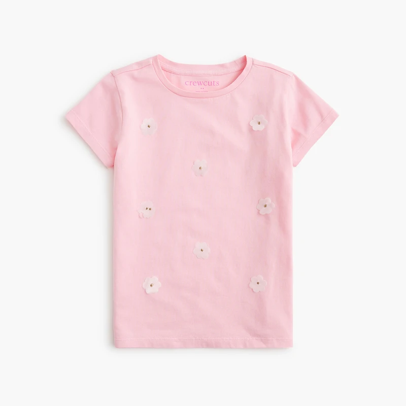 Girls' flower-appliqué graphic tee