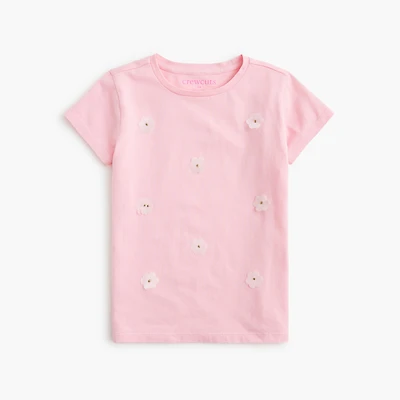 Girls' flower-appliqué graphic tee