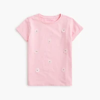 Girls' flower-appliqué graphic tee