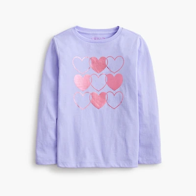Girls' heart grid graphic tee