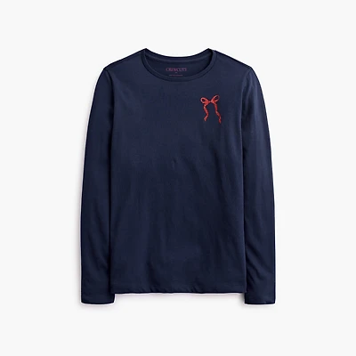 Girls' long-sleeve glitter bow graphic tee