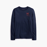 Girls' long-sleeve glitter bow graphic tee