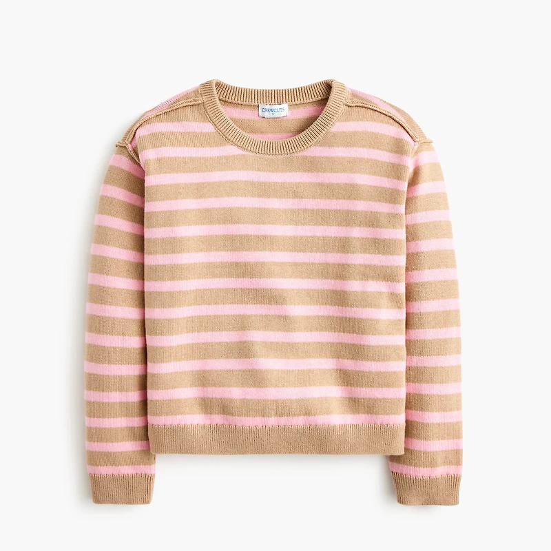 Girls' striped crewneck sweater