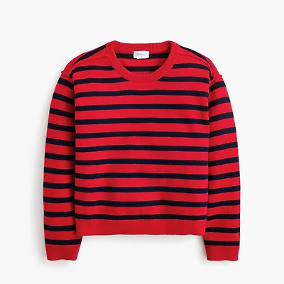 Girls' striped crewneck sweater
