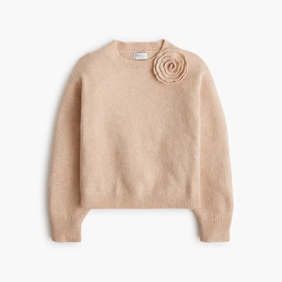 Girls' flower appliqué sweater