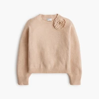 Girls' flower appliqué sweater