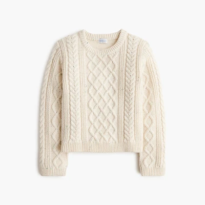 Girls' cable-knit donegal sweater