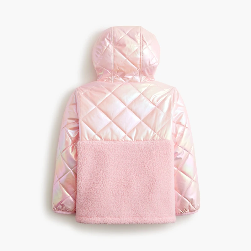 Girls' iridescent pink mixed-media jacket