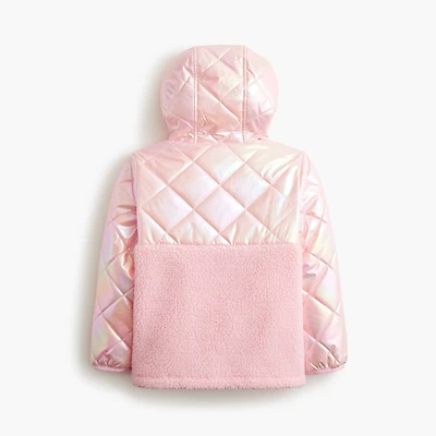 Girls' iridescent pink mixed-media jacket