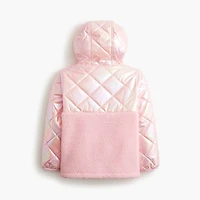 Girls' iridescent pink mixed-media jacket