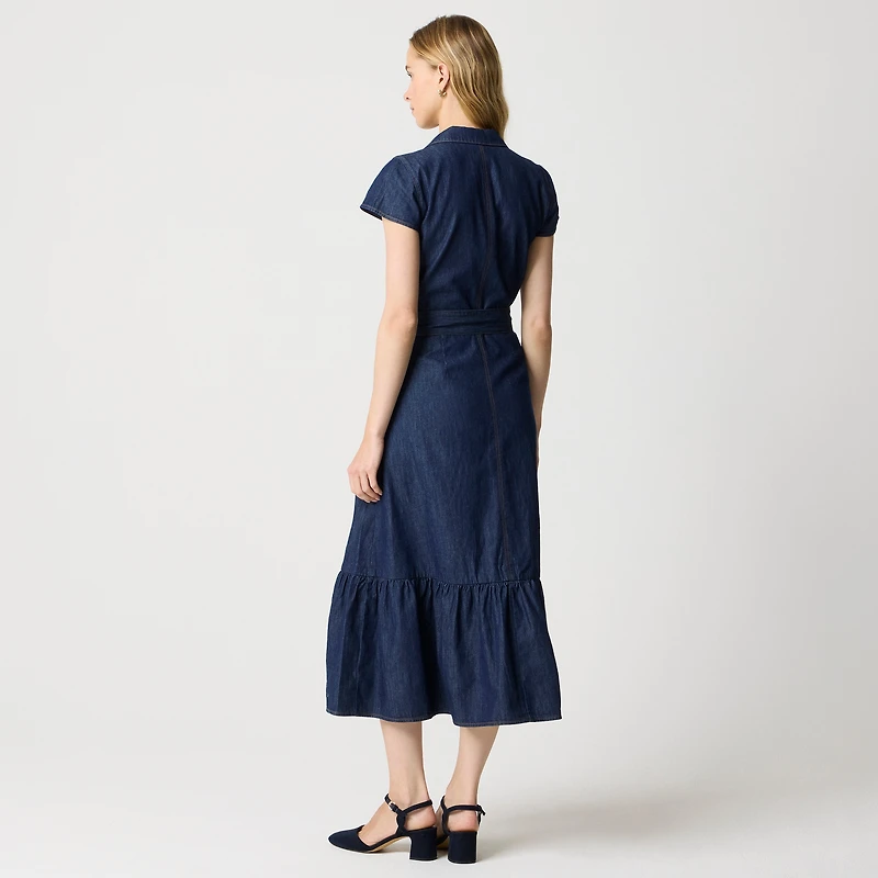 Chambray tie-waist shirt-dress