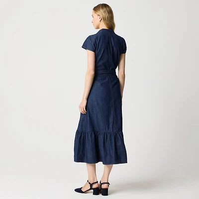 Chambray tie-waist shirt-dress