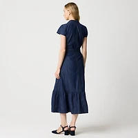 Chambray tie-waist shirt-dress