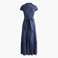 Chambray tie-waist shirt-dress