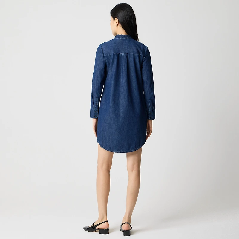 Long-sleeve chambray shirt-dress