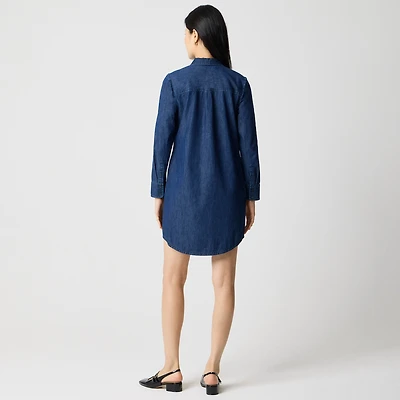 Long-sleeve chambray shirt-dress