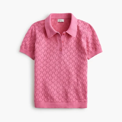 Short-sleeve pointelle sweater-polo