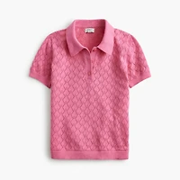 Short-sleeve pointelle sweater-polo