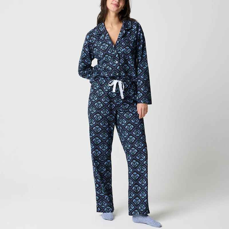 Long-sleeve cotton pajama set