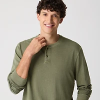 Garment-dyed henley tee