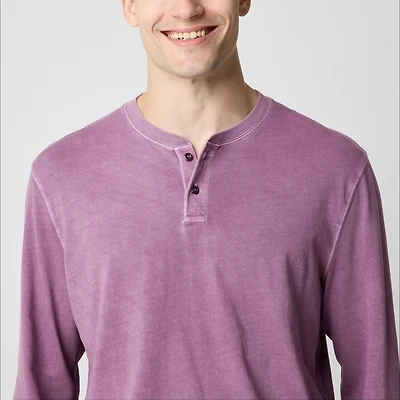 Garment-dyed henley tee