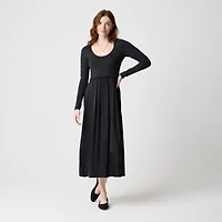 Long-sleeve knit mixed-media dress