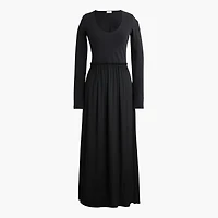 Long-sleeve knit mixed-media dress