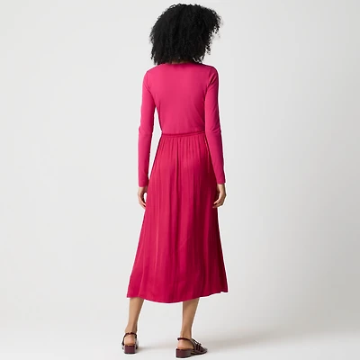 Petite long-sleeve knit mixed media dress