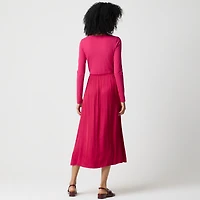 Petite long-sleeve knit mixed media dress