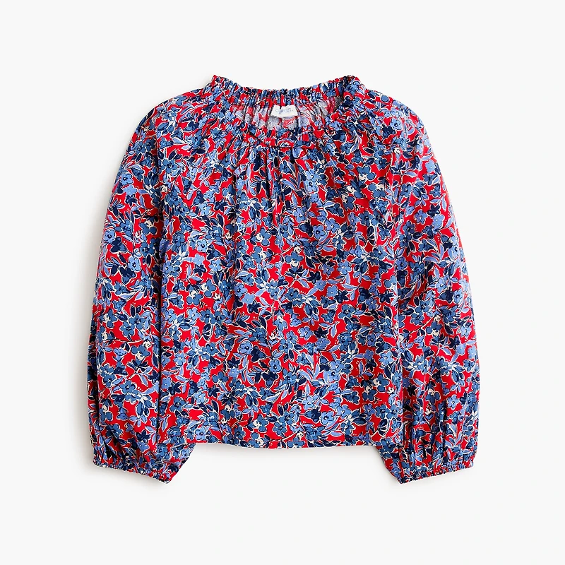 Girls' long-sleeve floral ruffle top