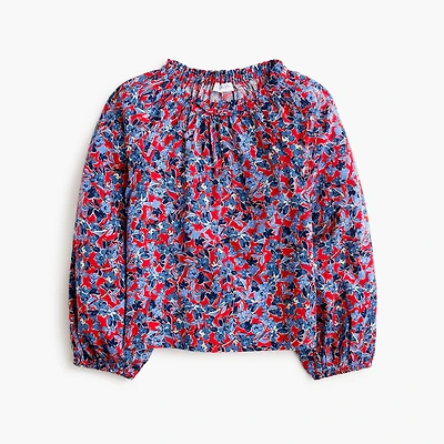 Girls' long-sleeve floral ruffle top