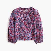 Girls' long-sleeve floral ruffle top