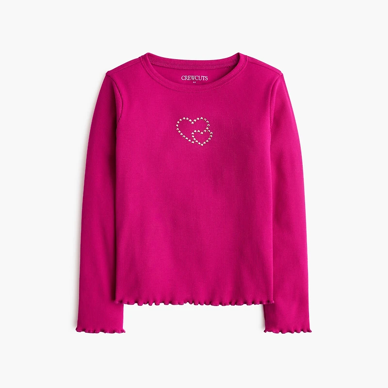 Girls' ribbed embellished heart tee