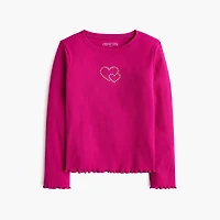Girls' ribbed embellished heart tee