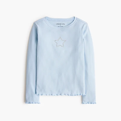 Girls' ribbed embellished star tee