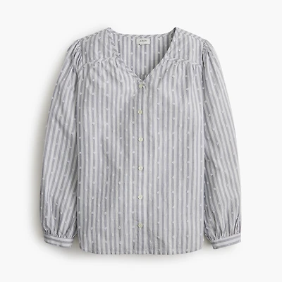 Long-sleeve button-front clip-dot top