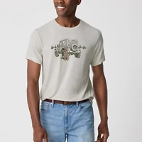 Dog with car graphic tee